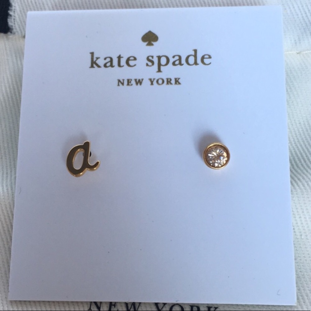 NWT Kate Spade ♠️ New York “a” Set Stud Earrings - Picture 6 of 7